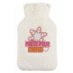 Traditional hot water bottle soft plush winter cover cream 27 cm