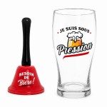 Beer Glass Gift Set with Funny Bell