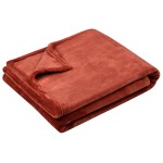 Terracotta fleece throw blanket 130  160 cm