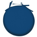 Round Blue Chair Cushion 40 cm with Ties