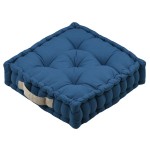 Square Blue Floor Cushion 45 x 45 cm Cotton