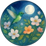 Round glass cutting board � Hummingbird and moon � 30 cm � CBKr�