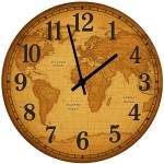 Glass Wall Clock  Antique World Map  29 cm