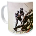 White Ceramic Mug  Rugby Scrum