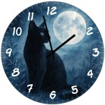 Glass Wall Clock Black Cat 29 cm