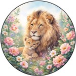 Round glass cutting board Lion and cub 30 cm