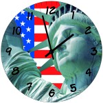 Glass Clock Statue of Liberty  Diameter 29 cm