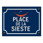 Metal sign Place de la Sieste  Blue & orange hammock  CBKra
