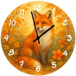 Glass Wall Clock Fox � Autumn Nature Decor � 29 cm