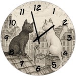 Glass Wall Clock  Parisian Cats