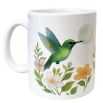 Ceramic hummingbird mug with floral design � 350 ml