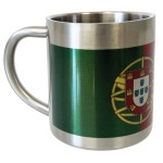 Stainless Steel Double-Wall Mug  Portuguese Flag Design
