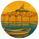 Set of 4 Marseille coasters  glossy wood fibre