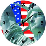 Glass Wall Clock  Statue of Liberty  29 cm