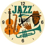 Glass Wall Clock  Jazz  29 cm