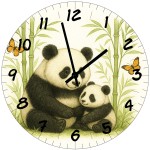 Glass Wall Clock Panda & Baby Panda � 29 cm