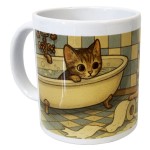 Ceramic mug with retro cat bathroom illustration � 350 ml