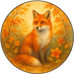 Round glass cutting board � Autumn fox � 30 cm � CBKr�ation
