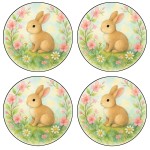 Set of 4 floral bunny coasters � 9.5 cm