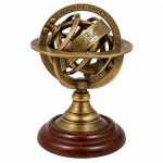 Decorative brass and wood armillary sphere 14 cm