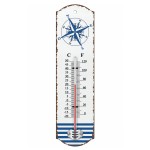 Marine compass rose metal wall thermometer 26.8 cm
