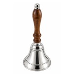 Nickel plated brass and wood hand bell 16 cm