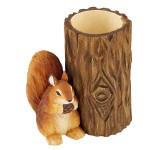 Squirrel wooden pencil holder with built-in sharpener 12 cm