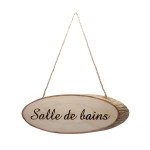 Bathroom Door Sign in Wooden Log