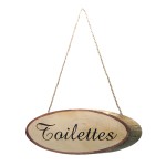 Toilet Door Sign in Wooden Log