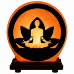 Round Himalayan Salt Zen Lamp Lotus Yoga Design