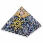 Blue Agate Orgonite Pyramid with Metatron Cube 5 cm
