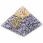 Blue Agate Orgonite Pyramid with Flower of Life 6 cm