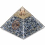 Blue Agate Orgonite Pyramid with Energy Symbol 6 cm