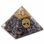 Blue Agate Orgonite Pyramid with Tree of Life 6 cm