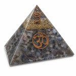 Blue Agate Orgonite Pyramid with AUM symbol 5.5 cm