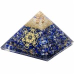 Lapis Lazuli Orgonite Pyramid with Metatron Cube 6 cm
