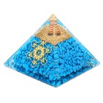 Synthetic Turquoise Orgonite Pyramid with Metatron Cube 6 cm