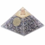 Blue Agate Orgonite Pyramid with Flower of Life 7 cm