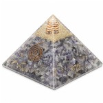 Blue Agate Orgonite Pyramid with copper spiral 7 cm