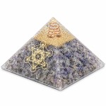 Blue Agate Orgonite Pyramid with Metatron's Cube 7 cm