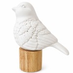 White porcelain bird table lamp with cut-out details - 20 cm