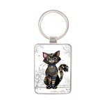 Rectangular Black Cat Keychain