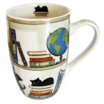 XL Porcelain Mug  Kitten in Library 490 ml