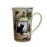 Herbal Tea Mug  Kitten on Computer with Infuser