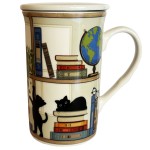 Herbal Tea Mug  Kitten in the Library with Infuser