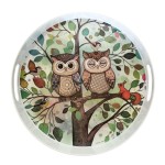 Round Tray  Owl Couple