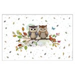 Table Mat with Owl Couple on a Branch  43 cm