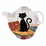Black cat melamine tea bag holder