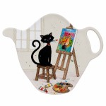 Artist cat melamine tea bag holder