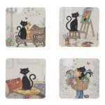 Set of 4 Bug Art Cat Coasters Kiub 10 x 10 cm